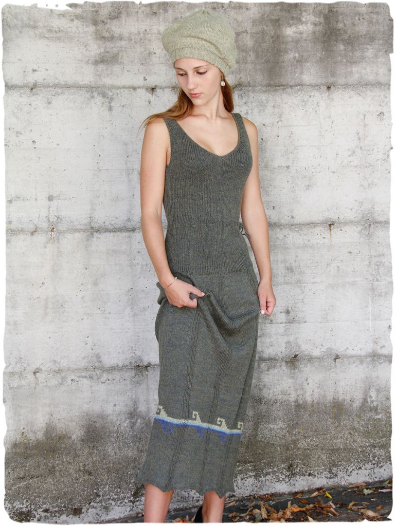 Onda alpaca dress - Knitted wool long dresses - La Mamita