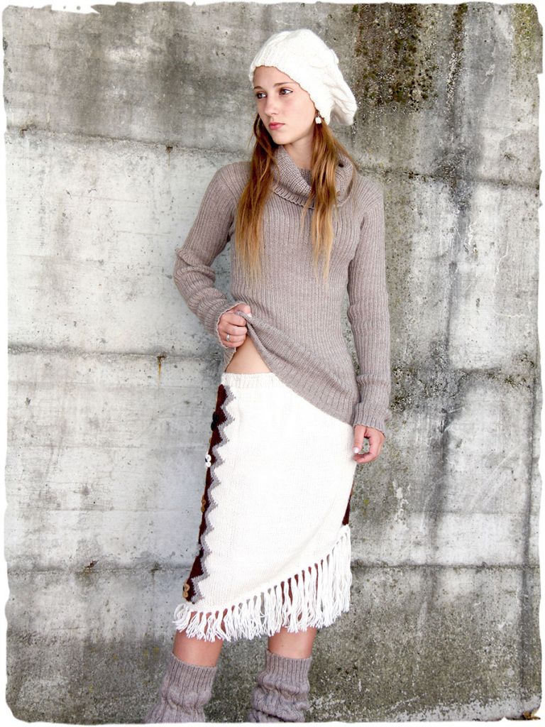 Apache wool knit skirt - Alpaca wool skirts - La Mamita