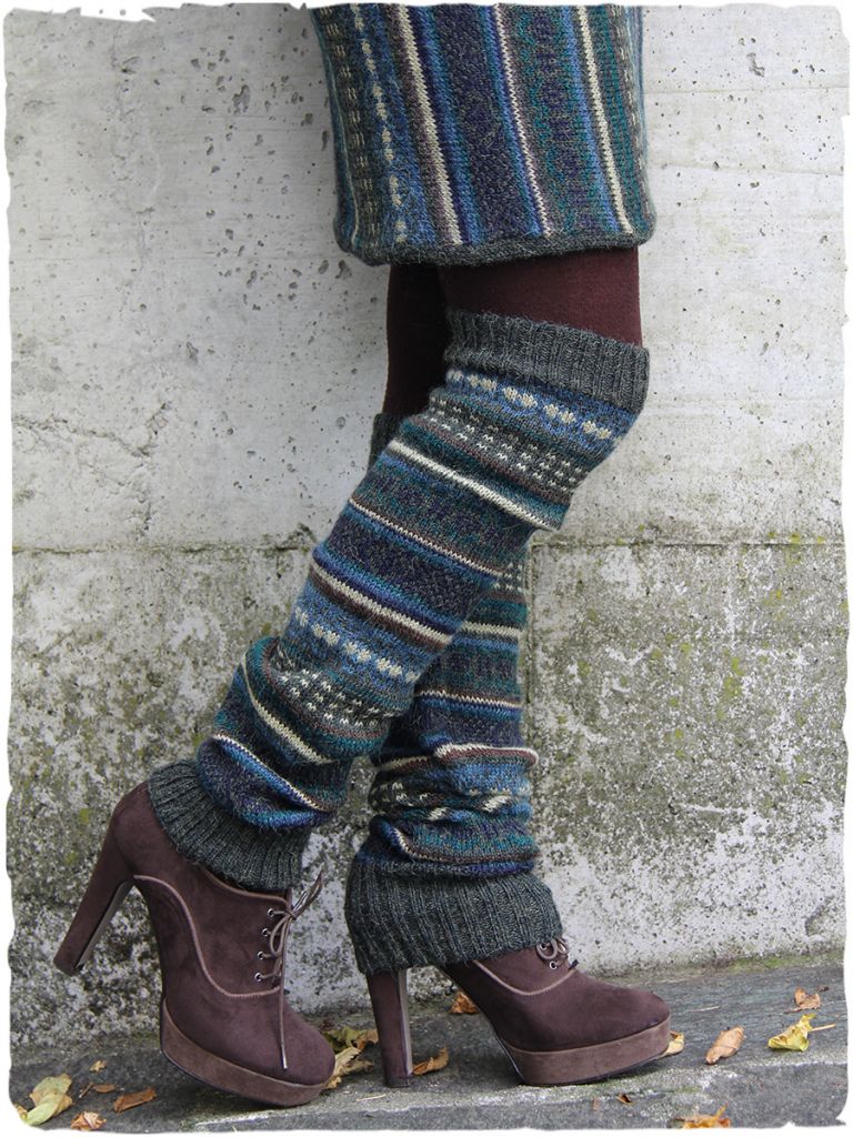 WOOL ALPACA Knitted Short Leg Warmers With Heel for Women Warm