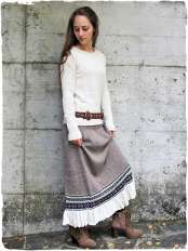 New Folk wool skirt - Wool knit skirt - La Mamita